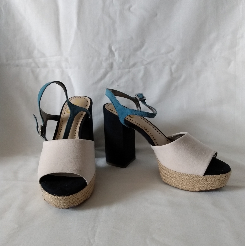 Heeled Canvas Open Toes Sandals